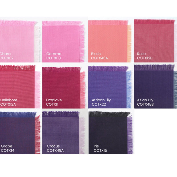 Pink & Purple Warp 5" Charm Squares 12 Colours 5" x 5" / 12.5 cm x 12.5 cm