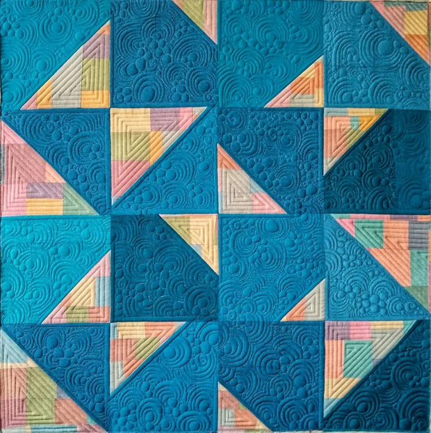 Sorbet on Blue Quilt by Maria Dlugosch